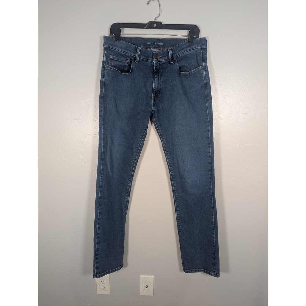 Mott & Bow Oliver Slim Fit Jeans Mens 33x32 Dark Blue Wash 9 Month Stretch Denim